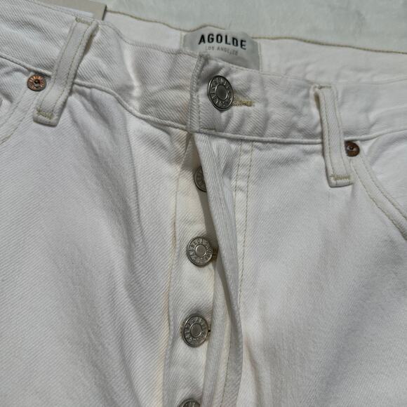 AGOLDE 90's Pinch Waist High Rise Cutoff Jean Shorts Porcelain White Size 30 - Picture 9 of 14